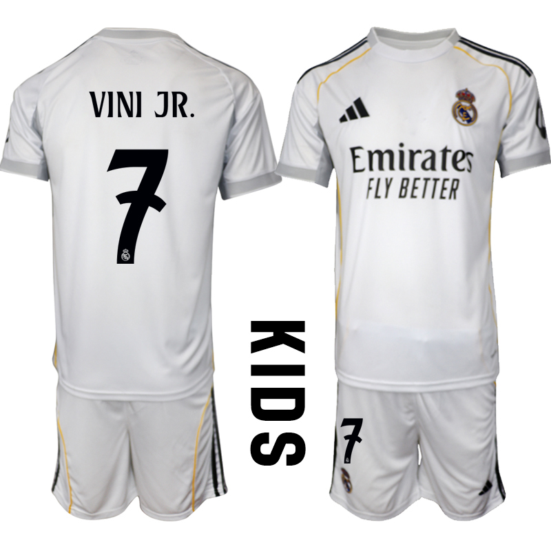 Youth 2025-2026 Club Real Madrid home White #7 Soccer Jerseys->real madrid jersey->Soccer Club Jersey
